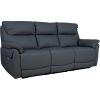 Recliner sofa BOWEN 3-seater with electric mechanism, dark grey genuine leather