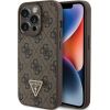 Guess PU Leather 4G Triangle Strass Case Aizsargapvalks Priekš iPhone 15 Pro