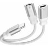 Swissten Textile USB-C Audio Charging Adapteris 2x USB-C 0.12m