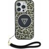 Guess IML Leopard Triangle Logo Strap MagSafe Case Aizsargapvalks priekš Apple iPhone 16 Pro