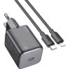 Сетевая зарядка Hoco N40 20W USB-C + USB-C to Lightning cable 1.0m черная