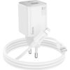 Сетевая зарядка Hoco N41 20W GaN USB-A/USB-C + USB-C to Lightning cable 1.0m белая