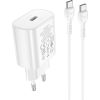 Сетевая зарядка Hoco N22 25W USB-C + USB-C to USB-C cable 1.0m белая