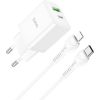 Сетевая зарядка Hoco N28 20W USB-C/USB-A + USB-C to Lightning cable 1.0m белая