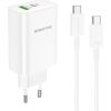 Сетевая зарядка Borofone BN10 65W GaN USB-C/USB-A + USB-C to USB-C cable 1.0m белая
