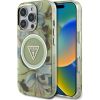 Guess Glitter Flowers Triangle Buttons MagSafe Aizsargapvalks priekš Apple iPhone 16 Pro