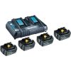 Makita Power Source Kit 18V 5Ah, set (black, 4x battery BL1850B, 1x charger DC18RD)