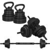 Hanteles Springos® FA1680A+FA1680B, regulējams komplekts 40 kg, bituma pildījums, 16 diski + 2 stieņi