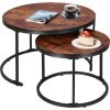 Loft stila kafijas galdiņu komplekts Springos HF0034, 2 gab., tērauda, industriālais dizains, apaļi, Ø 70 cm / 39,5 cm
