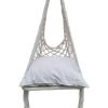 Saska Garden HAMAK AŻUROWY FOTEL WISZĄCY 60x60x120CM Z PODUSZKĄ ECRU
