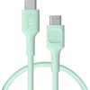 Kabelis Green Cell PowerFlex Fast Charging USB Type-C Male - USB Type-C Male 100W Mint Green 2m