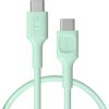 Kabelis Green Cell PowerFlex Fast Charging USB Type-C Male - USB Type-C Male 100W Mint Green 0.3m