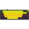 Wireless mechanical gaming keyboard Pro, 2.4 GHz, BT, RGB Backlight, 16 modes, 66 keys, 50M presses, linear Lorgar Toxic Purple switches, multimedia knob, built-in 3750 mAh battery, Hot Swap, Gasket mount, spring cable 2.3m, black yellow