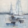 Eļļas glezna 100x100cm, buru laivas jūrā