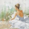 Eļļas glezna 80x80cm, dejotāja baltā krāsā