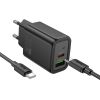 Charger Hoco N63 30W GaN USB-C/USB-A + USB-C to USB-C cable 1.0m black