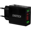 Choetech C0028 2*USB-A network charger with display (black)