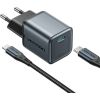 GaN Vention USB-C 20W Charger + USB-C-L 1m Cable (Gray)