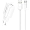 Dudao   EU wall charger 2x USB 5V / 2.4A + USB Type C cable white (A2EU + Type-c white) White
