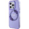 Guess PC|TPU Flowers Ring Glossy Logo MagSafe Korpuss iPhone 15 Pro violets