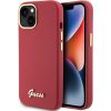 GUHCP15SSMBSLM Guess iPhone 15 6.1" hardcase Silicone Script Metal Logo & Frame magenta