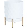 Flowerpot DEIA  D18xH24cm, white/golden