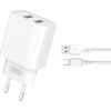 XO CE02C Зарядное устройство 2xUSB 2.1A  + MICRO USB кабель 1m