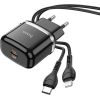 Hoco N24 Зарядное устройство Type-C QC3.0 20W + Lightning кабель 1m