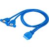 Adapteris ar kabeli Akyga AK-CA-62 2x USB A 3.0 A (f) | USB 19 pin (f) 65cm
