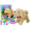 Leantoys Pluszowy Piesek na Smyczy na Baterie Kremowy Akcesoria