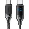 USAMS Kabel USB-C na USB-C 100W 1.2m Digital Display Zinc Alloy Fast Charging Data Cable HX Series SJ742USB02 (US-SJ742)