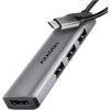 AXAGON HMC-H3A 3x USB-A (2x USB2.0, 1x USB3.0) + HDMI 4K 30Hz, 3.2 Gen 1 hub, metal, 15cm USB-C cable