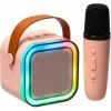 RoGer K12 Bluetooth karaoke komplekts RGB / 6W / rozā
