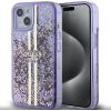 Guess Apple  iPhone 15 PC/TPU Liquid Glitter Gold Stripe Case Purple