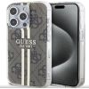 Guess Apple  iPhone 15 Pro IML 4G Gold Stripe Case Brown