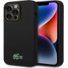 Lacoste Apple  iPhone 15 Pro Liquid Silicone Microfiber Croc Logo Magsafe Back Cover Black