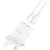 Dudao   Wall charger UK plug (United Kingdom) 2xUSB-A 2.4A white + USB-A cable - Lightning White