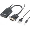 Gembird VGA Male to HDMI Female 0.15m Black + USB/AUX
