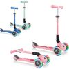 GLOBBER Junior Foldable Fantasy Lights, Scooter (Pink, Pastel Pink Flowers)