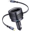 Baseus Enjoyment Max car charger with USB-C+Lightning cables 60W Black
