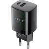 Havit UC303 EU - GaN 30 W dual-port travel charger, black