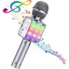 Bemi M85 Karaoke Mikrofonu Bērniem un Pieaugušajiem Ar Skaļruņiem & Ierakstu Micro SD USB Bluetooth Sudraba