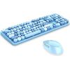 MOFII Sweet Bezvadu 2.4G Klaviatūra pilna izmēra un optiskā  pele 2.4G USB Zila ar dizaina multi krāsu pogām