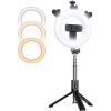 CP X5 LED 16cm Uzlādējama Selfie Lampa ar BT Pulti & Rokturi + Grīdas statīvu 20-90cm + Telefona