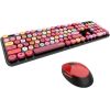 MOFII Sweet Bezvadu 2.4G Klaviatūra pilna izmēra un optiskā  pele 2.4G USB Melna ar dizaina multi krāsu pogām