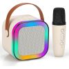 Kiddyz K12 Karaoke komplekts ar Bluetooth bezvadu 6W skaļruni un 1x mikrofonu ar RGB gaismu rozā