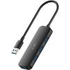 Cudy UH40A USB-A uz 4-Portu USB 3.0 Hub 5Gbps Datu tikai Plastmasa Kompakts Melns