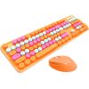 MOFII Sweet Bezvadu 2.4G Klaviatūra pilna izmēra un optiskā  pele 2.4G USB Oranža ar dizaina multi krāsu pogām