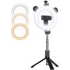 CP X4 LED 16cm Uzlādējama Selfie Lampa ar BT Pulti & Rokturi + Grīdas statīvu 20-90cm + Telefona