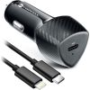 Forcell   FORCELL F-ENERGY Carbon CC50-1C car charger Type C + cable Type C to Lightning PD 3A 20W black